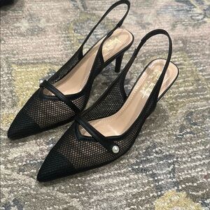 Nicole Miller Black Slingback Heels